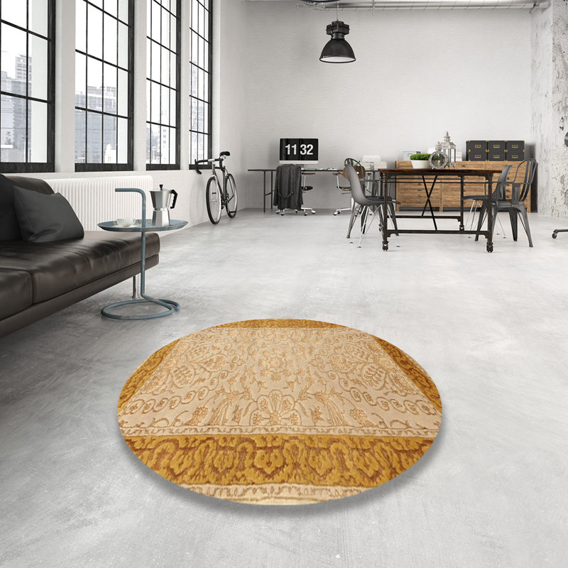 Tapis traditionnel beige / orange Dodington, Rond 5 pi