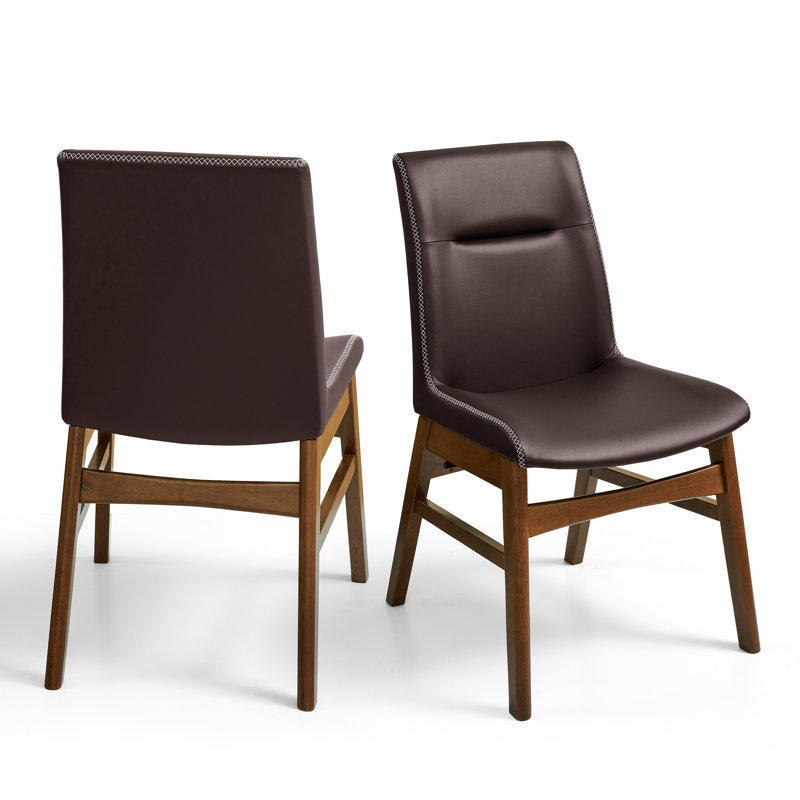 Chaises de salle à manger en cuir PU, chaises de salle à manger en cuir modernes avec structure en bois massif, résistantes à l'eau et faciles à nettoyer