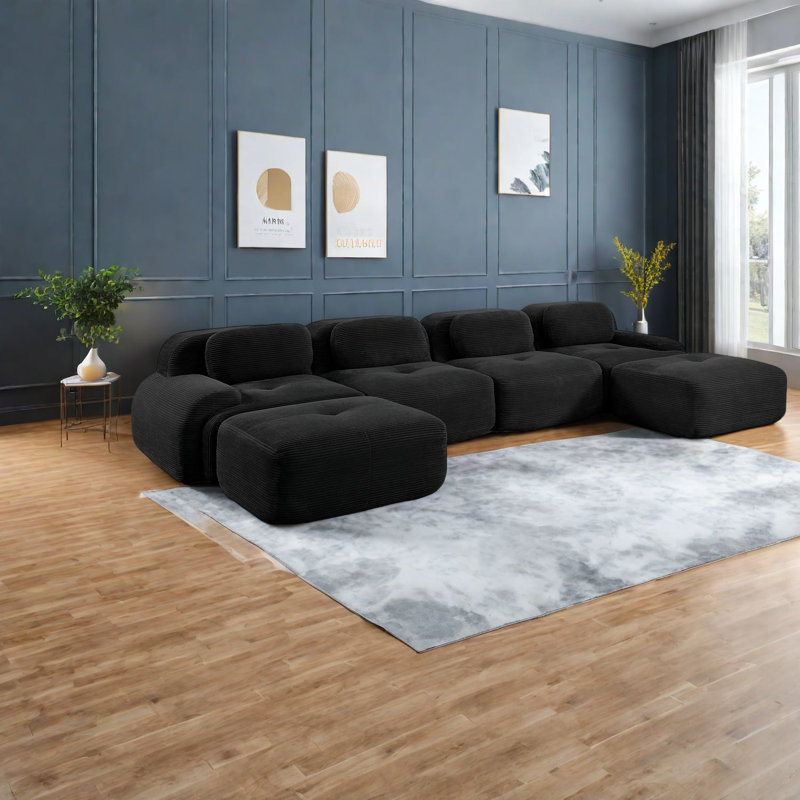 Canapés modulaires en velours côtelé, conception ergonomique en forme de U pour les salons