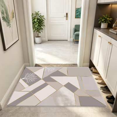 Tapis d'arbre neutre gris neutre pour le salon, doux et confortable, adapté à toutes les saisons, facile à entretenir, tapis de sol intérieur lavable à la machine, ferme sous la table adaptée pour la chambre à coucher, la salle à manger, le bureau, le patio, le balcon, la décoration intérieure