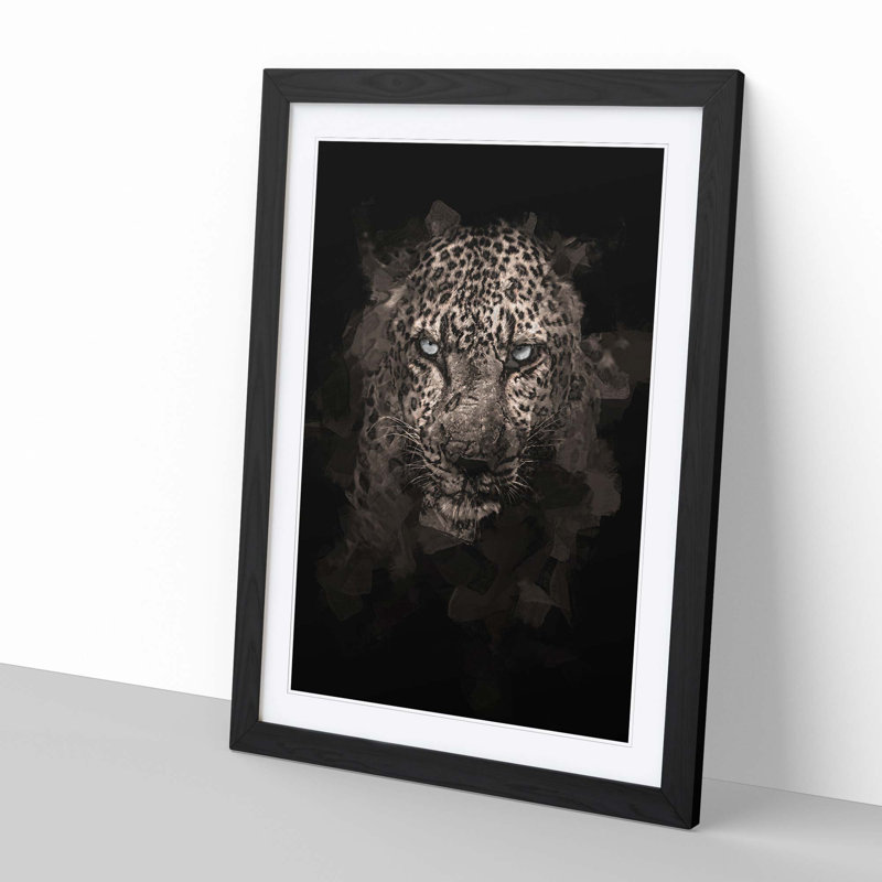 Leopard in the Dark in Abstract - Picture Frame Graphic Art Print, 65cm H x 48cm W x 2cm D, Black Framed