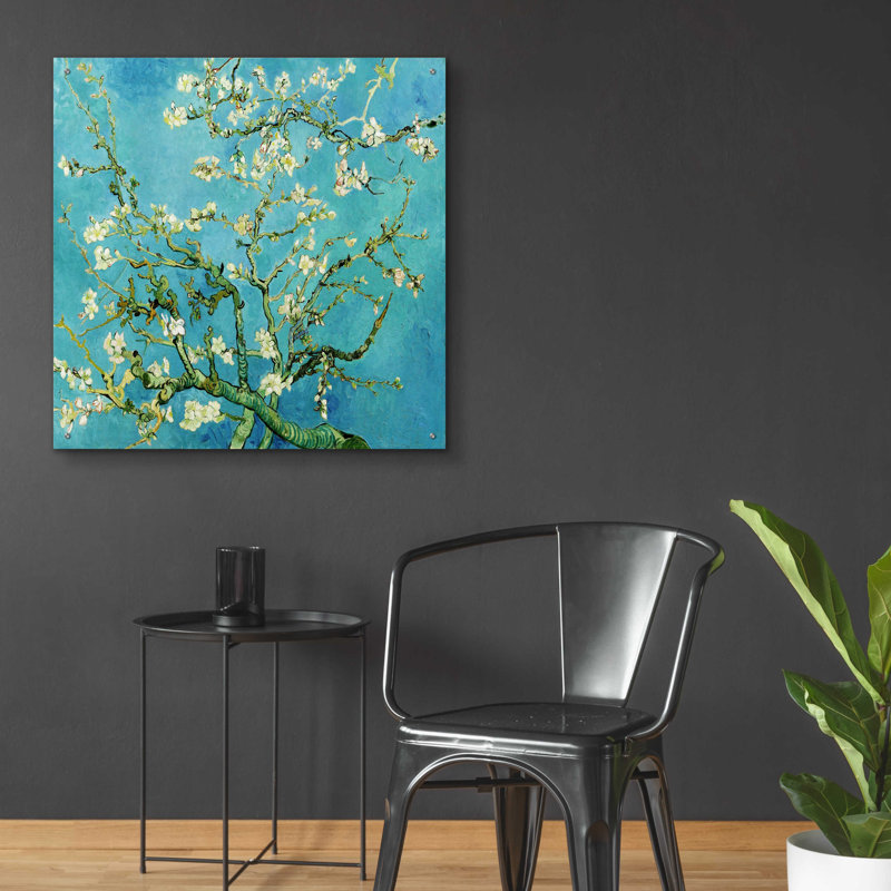 «Almond Blossoms» par Vincent Van Gogh, art mural en verre acrylique, H 36 po x l 36 po