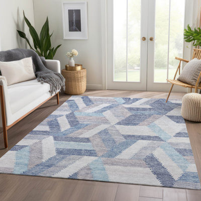 Machine Washable Indoor/Outdoor Claudian ACN1241 Denim Rug