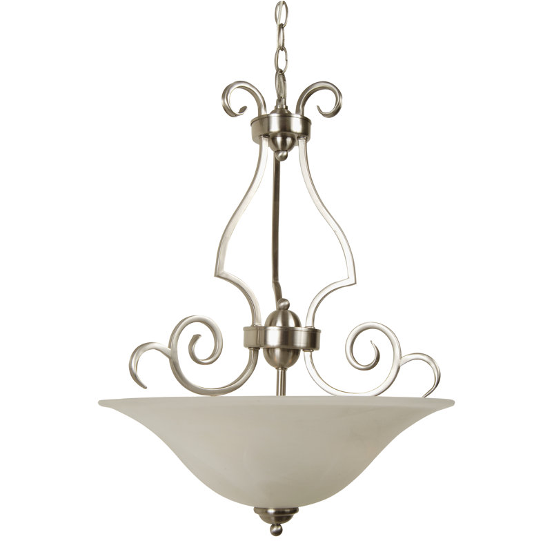 Centreville 3 - Light Unique/Statement Pendant, Brushed Nickel with Alabaster Glass