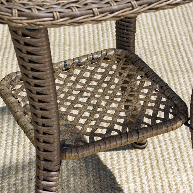 Rio Vista Sandstone Wicker and Glass Side Table