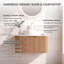 Meuble-lavabo mural 24 po en pierre frittée beige avec lavabo rond en céramique blanc, tiroirs, bois naturel, pré-assemblé-132241013
