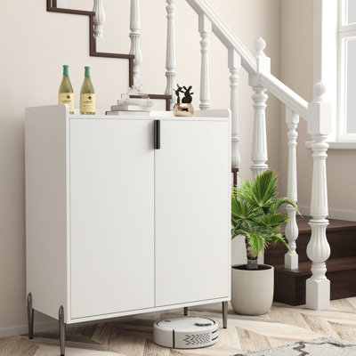 2 - Door Home Bar Cabinet With Adjustable Storage, Soft Closing Hinges, And Tipping Device, White Modern Wine 12 Compartments, Space, Hardware,