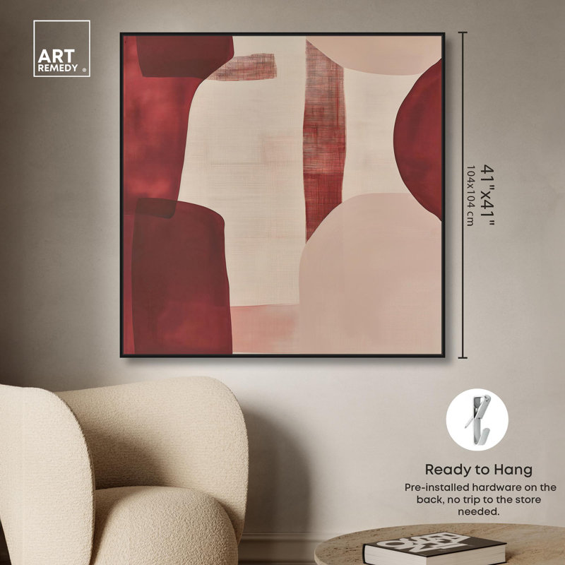 «Scarlet Beacons Canvas Boho» par Art Remedy, H 41 po x l 41 po x P 1,8 po, Cadre flottant noir