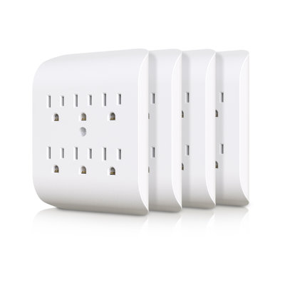 CBOL Series Coby CB-5503 6-Outlet 4 Pack Wall Adapter, White