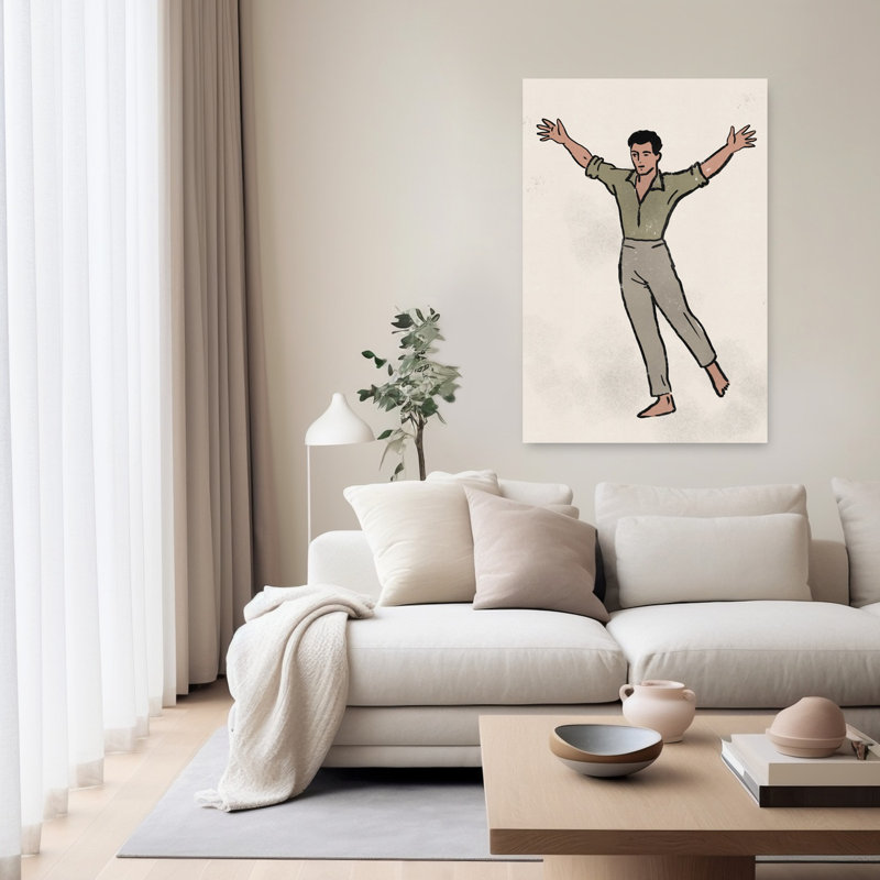 Joyeux danseur, art mural rétro classique élégant, 60" H x 40" W