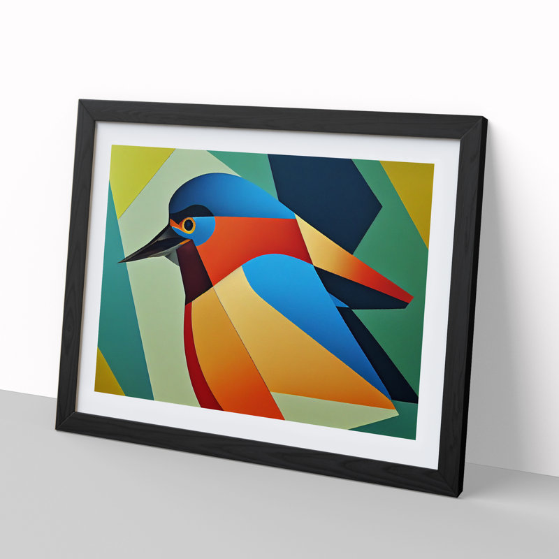Kingfisher Bird Abstract Vol.3 - Framed Print, Black, 46cm H x 64cm W x 2cm D