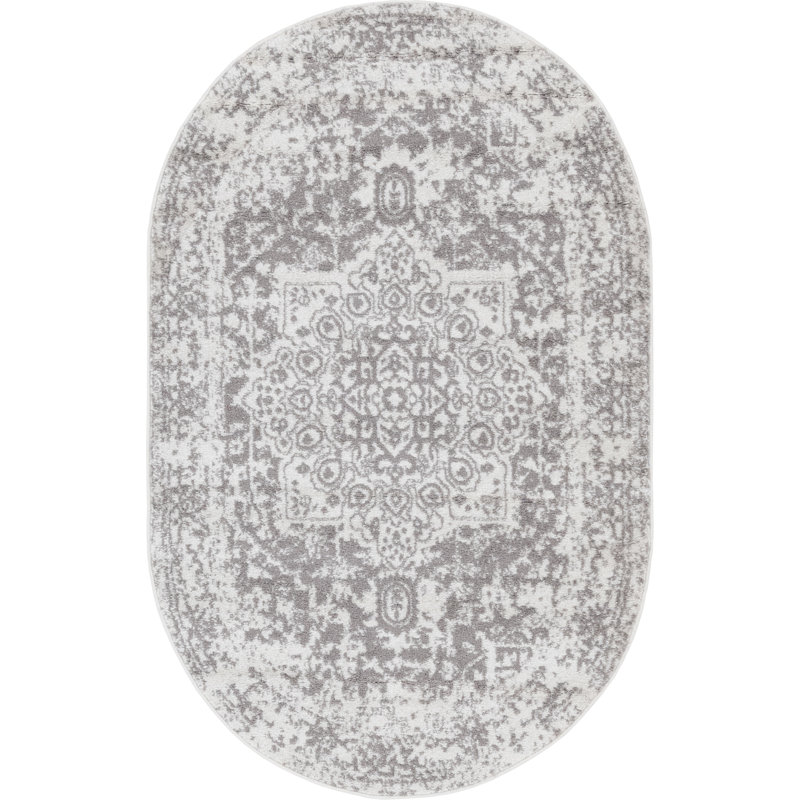 Oriental Area Rug, Oval 99 x 160cm