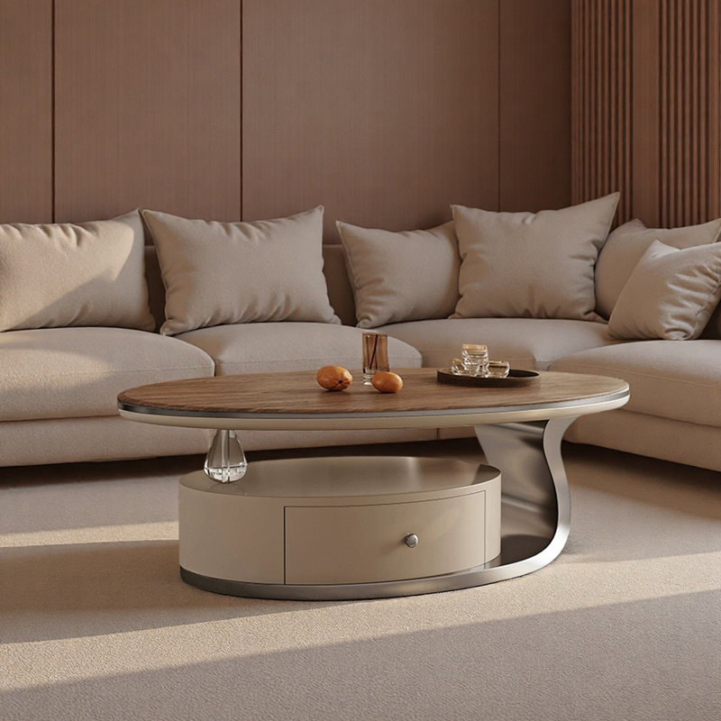 Table basse ovale de luxe, H 16,5 po x L 55,1 po x l 31,5 po