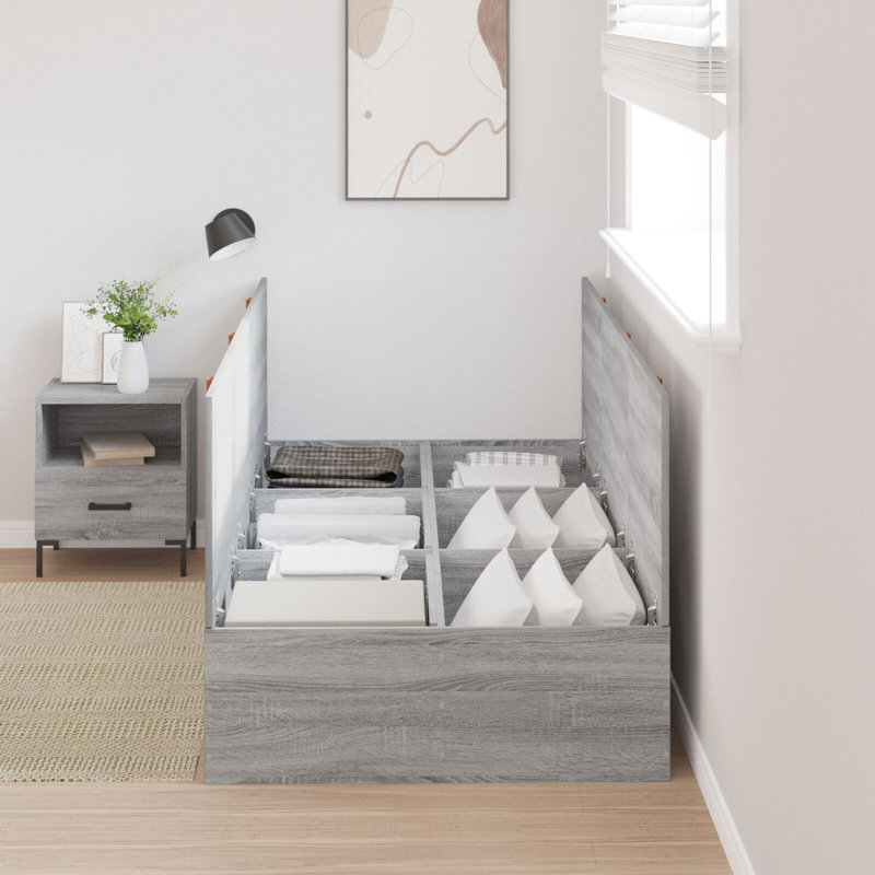 Storage Bed Frame, 80 x 200 cm, Grey Sonoma