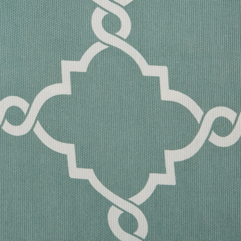 Fretwork Print Grommet Top Window Valance, Seafoam/White