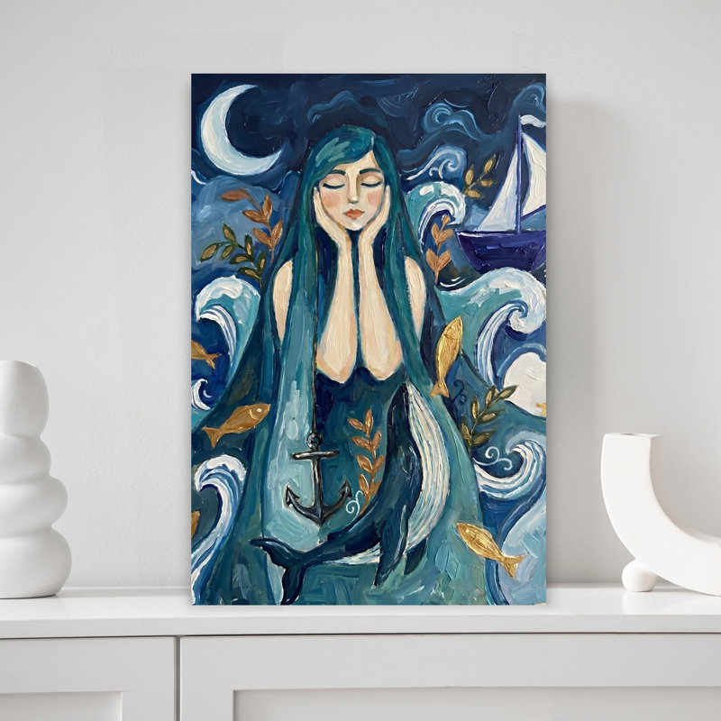 «Serene Ocean Dream Dreamy Ethereal Peaceful Fish Whale Ocean Landscape», reproduction d'art mural, 18" H x 12" W