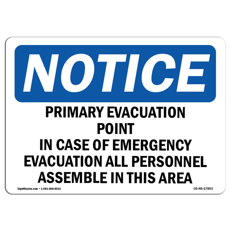 Point d'évacuation principal en cas de signe d'urgence