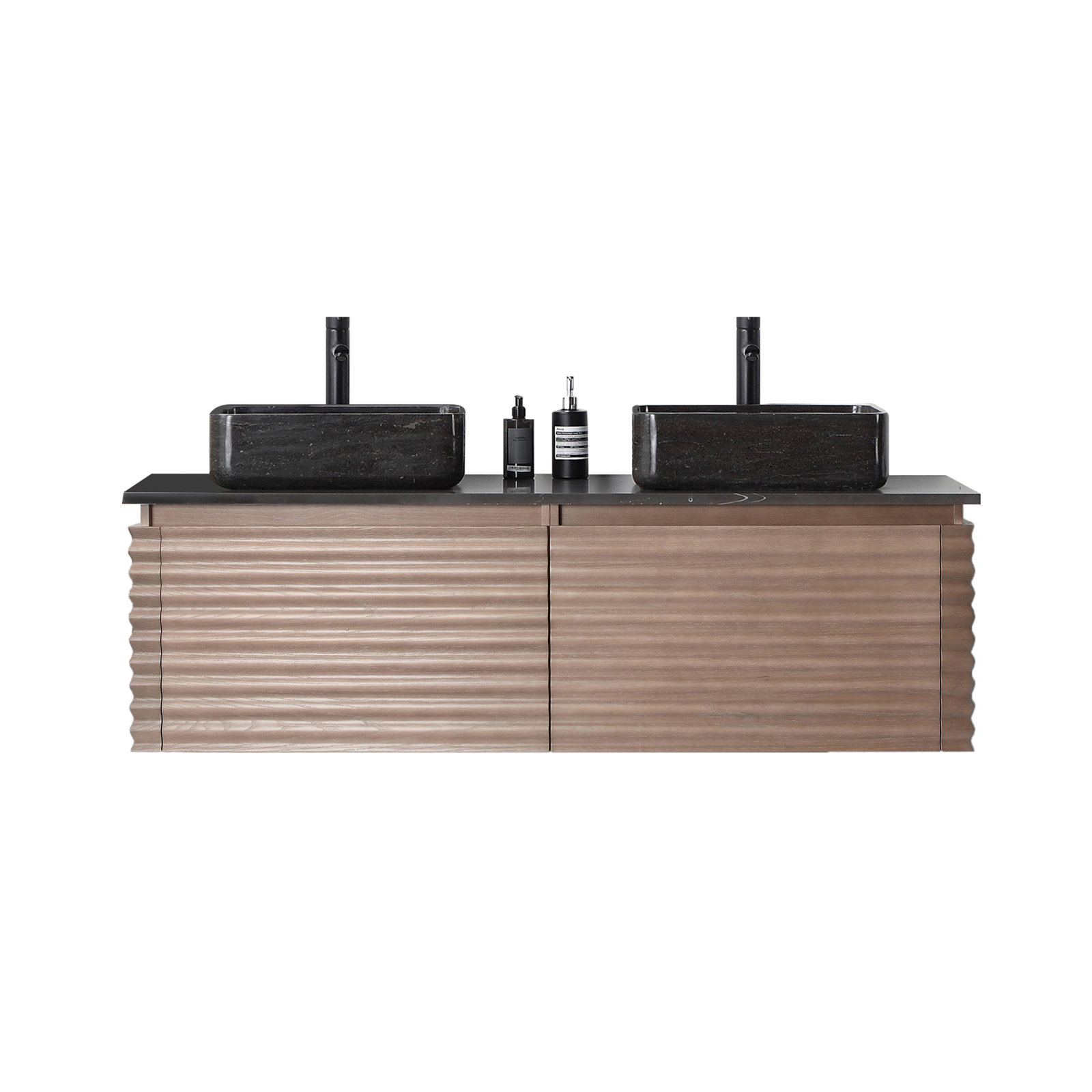 60" Oak Double Bathroom Vanity, Chestnut