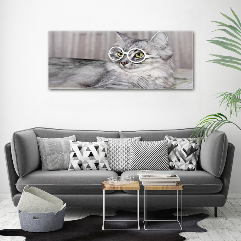 Cat With Glasses - Wrapped Canvas Print