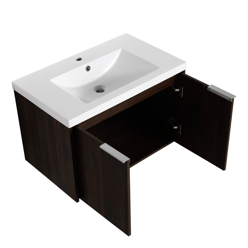 Meuble-lavabo de salle de bain avec porte et évier à fermeture en douceur de 72 po, armoire 30 po et 12 po, conception moderne, portes de meuble-lavabo en noyer, combinaison, look