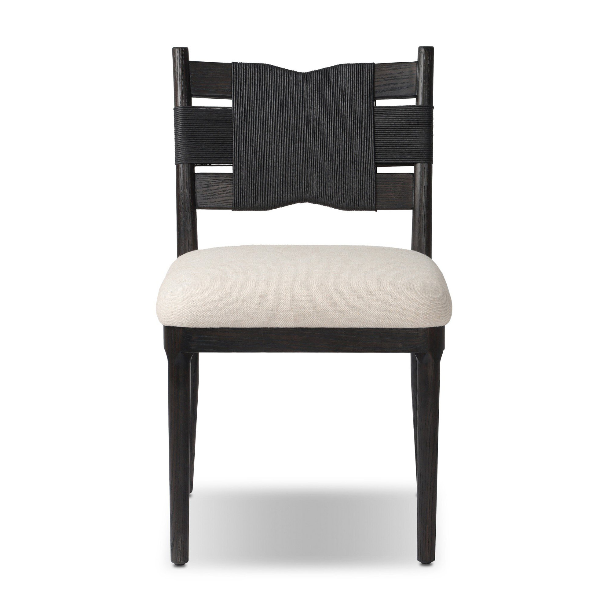 Tova Dining Chair, Distressed Black Oak/Black Paper Cord