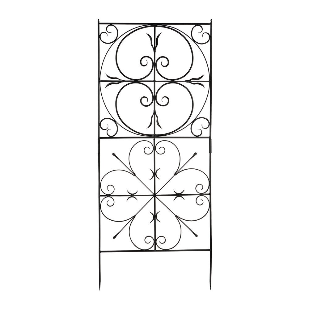Valerii 75'' H x 31.5'' W Iron Gothic Trellis Extender Fleur De Lis Living