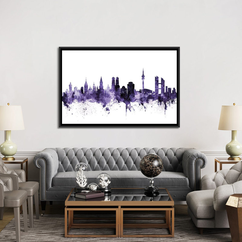 «Munich, Allemagne» par Michael Tompsett, impression sur toile tendue, H 40 po x l 60 po x P 1,5 po, Toile avec cadre noir