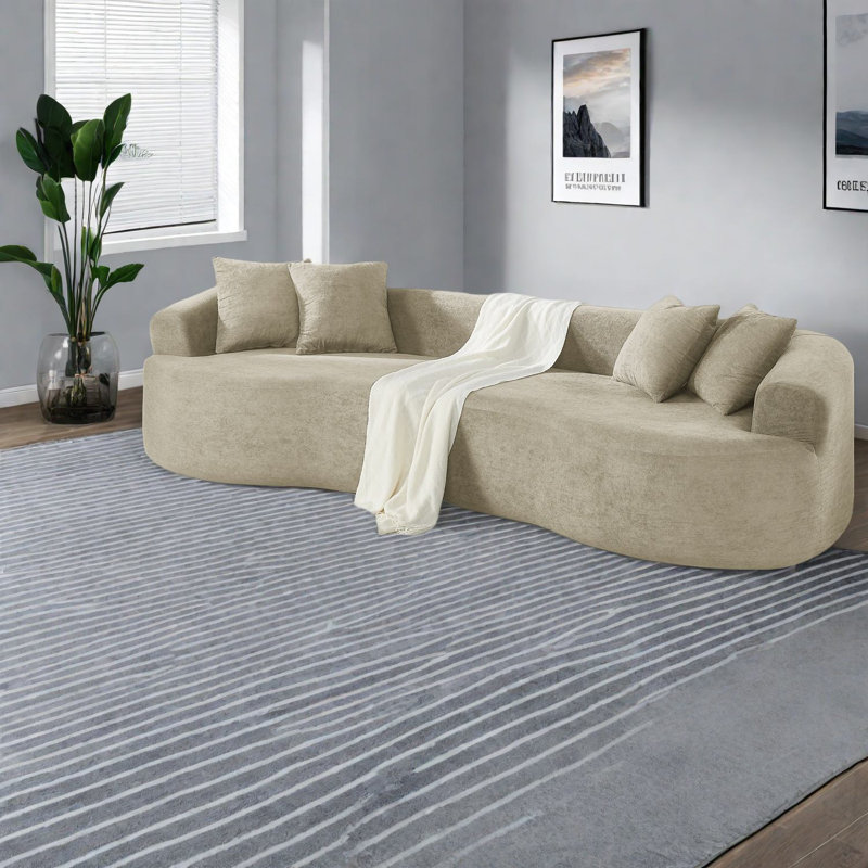 Canapé moderne en chenille 4 places, sans assemblage, idéal pour les espaces compacts