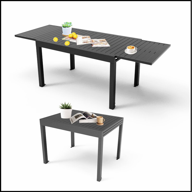 Table de salle à manger en aluminium extensible pour terrasse de 35 à 71 pouces, résistante aux intempéries et réglable pour une utilisation intérieure et extérieure