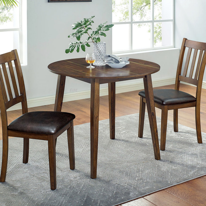 Britney 3-Piece Round Wood Dining Table Set, 3