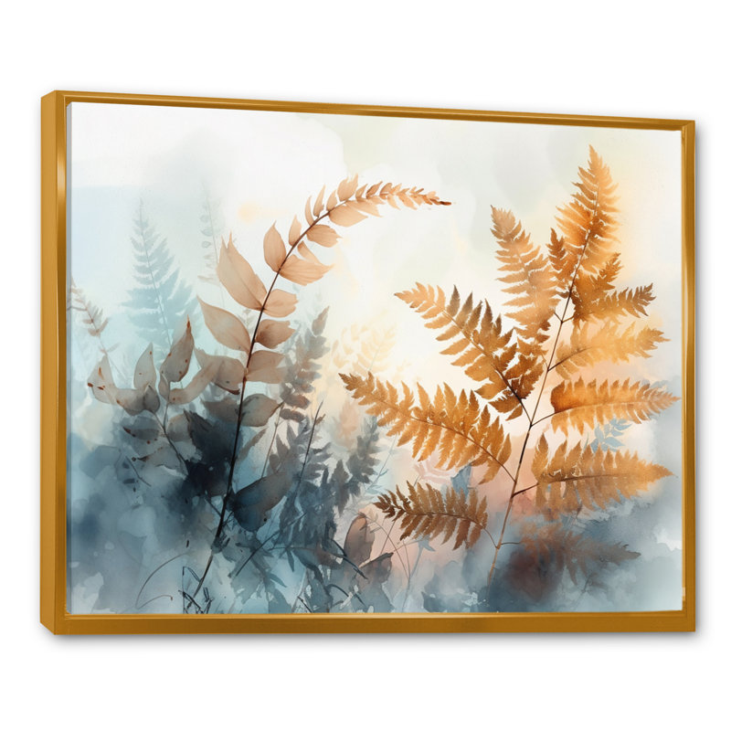 Romaro Brown Fern Reverie III sur toile, H 30 po x l 40 po x P 1,5 po, Cadre flottant doré