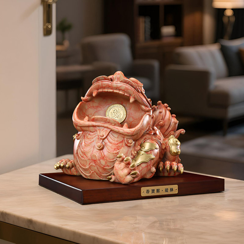 Sculpture traditionnelle traditionnelle chinoise en laiton fin, H 8,35 po x l 10,43 po x P 9,25 po