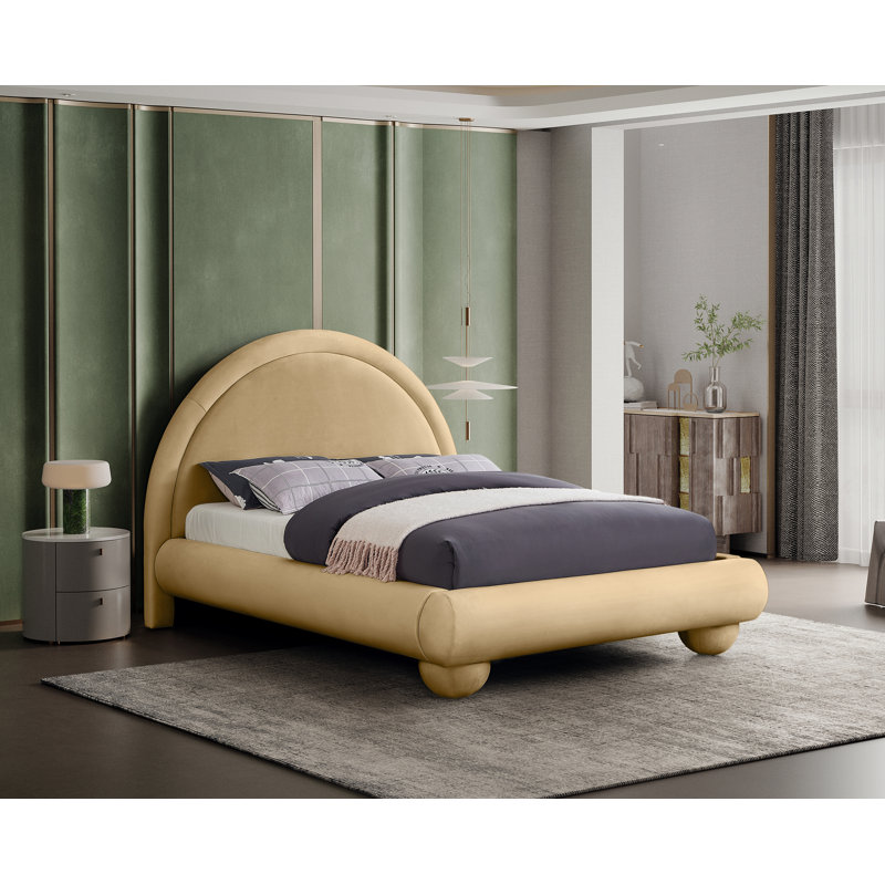 Lit en velours Madrid, Double, Camel Velvet