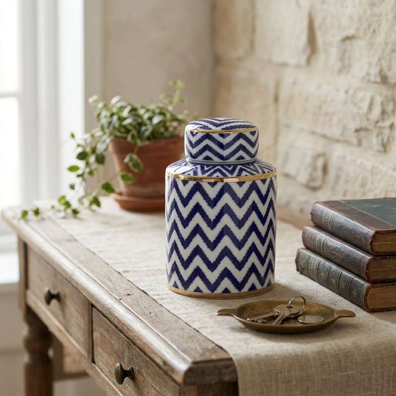 Vase en céramique fait à la main avec chevron Lumi