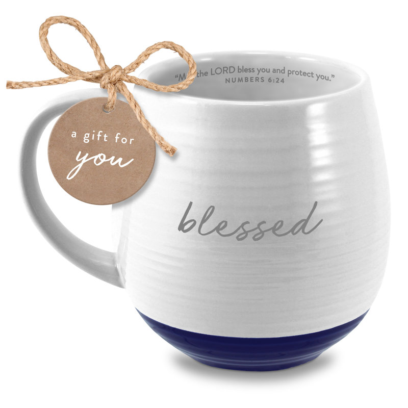 Coffeecup texturé blanc bienheureux 18 oz