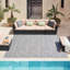 Tapis turc à motif écossais intérieur / extérieur à poils courts turc gris / crème pour patio, terrasse, porche ou entrée-361867504-362206744