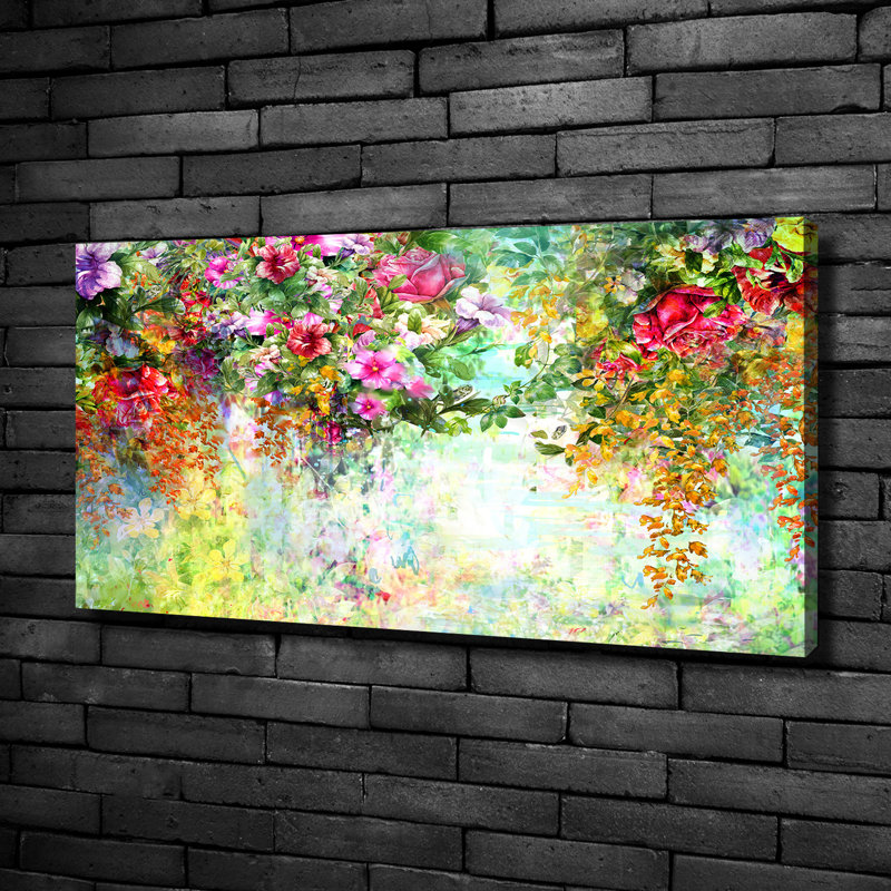 Multi-Coloured Flowers - Wrapped Canvas Print, 50cm H x 100cm W