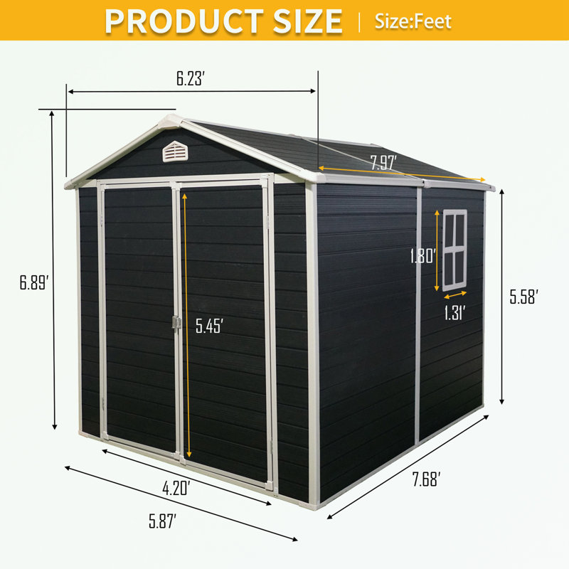 Storage shed with window and air vents