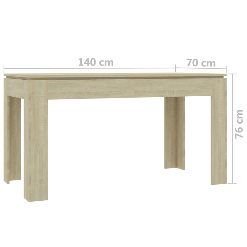 Table de salle à manger, H 29,9 po x L 47,2 po x l 23,6 po, Chêne de Sonoma