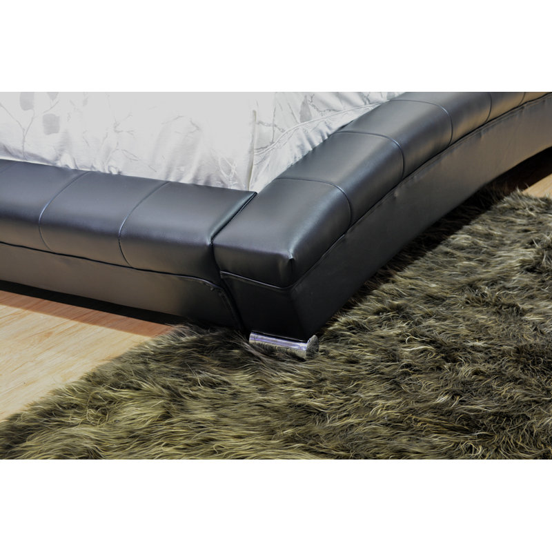 Lit plateforme tapissier touffeté, Noir, Grand