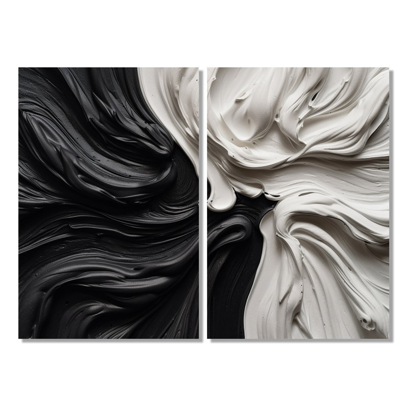 Art mural noir sur toile de rêve marbré noir et blanc IV, Toile tendue, Ne s’applique pas, H 36 po x l 48 po