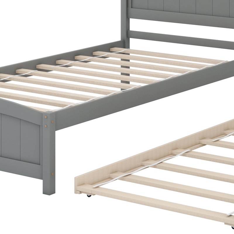 Platform Bed With Trundle, Grey