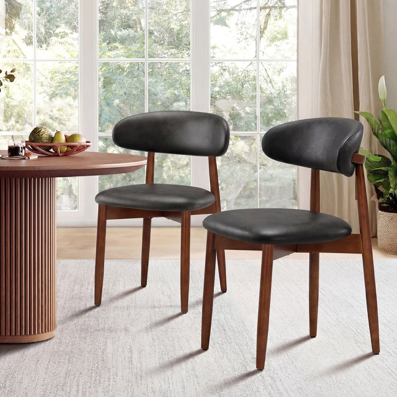 Maylon Upholstered Solid Wood Frame Side Chairs, L-Black