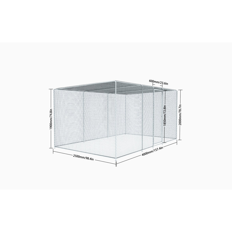 Poulailler, filet de 13 x 8 x 6,5 pi, verrouillage automatique et couvercle imperméable, métal galvanisé avec enclos antirouille 13 x 8 x 6,5 pi, conception à verrou, protection, treillis métallique enduit plein cadre
