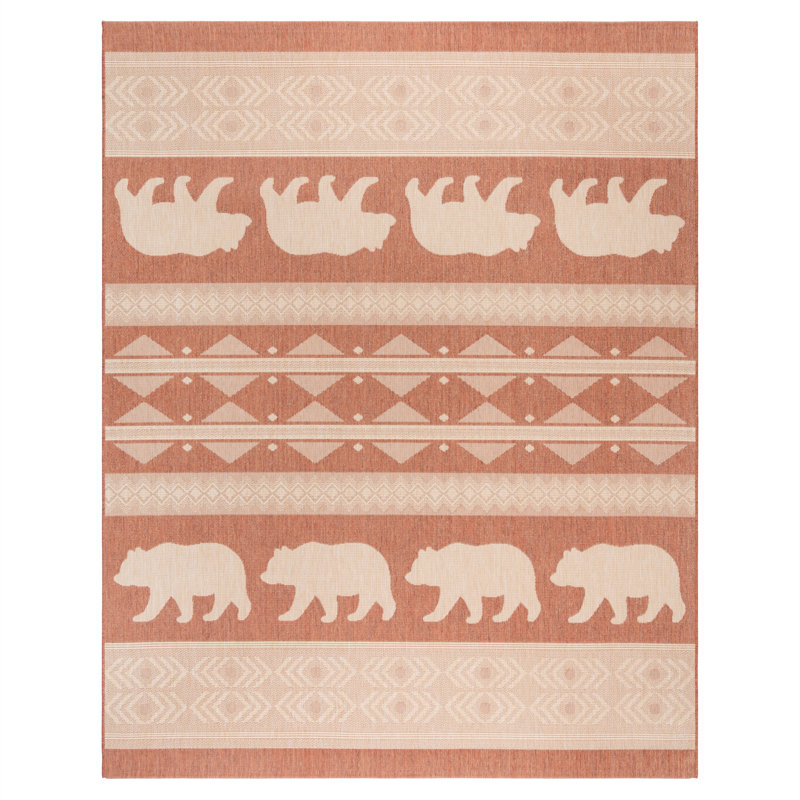 Solterra Timberline Terra Orange Beige Cream Rustic Lodge Flatweave Polypropylene Indoor/ Outdoor Area Rug