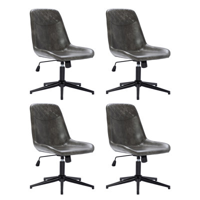 Mariello 23" Wide Adjustable Height Leather Swicel Office Chair With Quilted Backrest