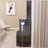 29.2" Small Size Left Bedside Cabinet Vanity Table + Cushioned Stool, 2 AC+2 USB Power Station, Hair dryer bracket, Extra Large Touch Control Sliding LED Mirror, Tri-color Switching, Brightness Adjust-1833393159