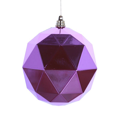 Ornement en forme de boule géométrique 4,75 "avec une finition brillante. Livré 4 par sac
