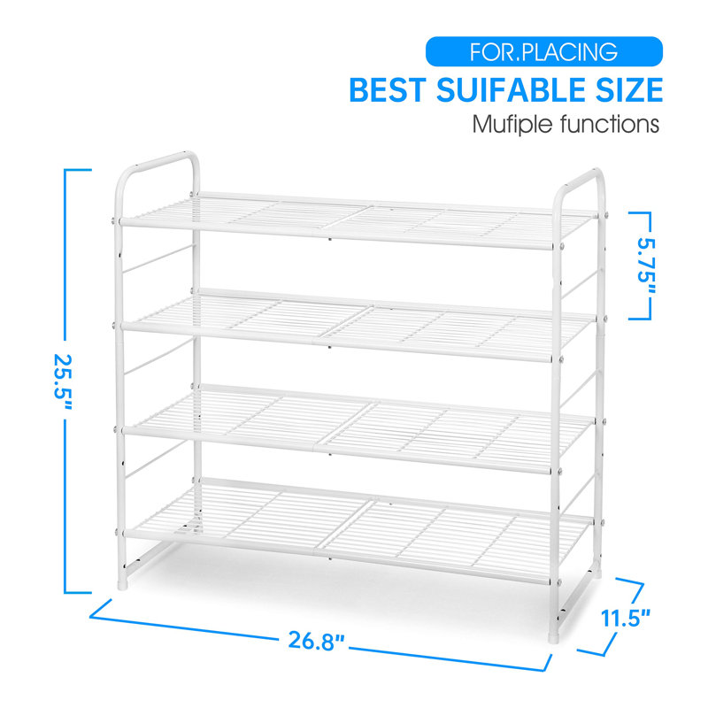 12 Pair Stackable Shoe Rack, White