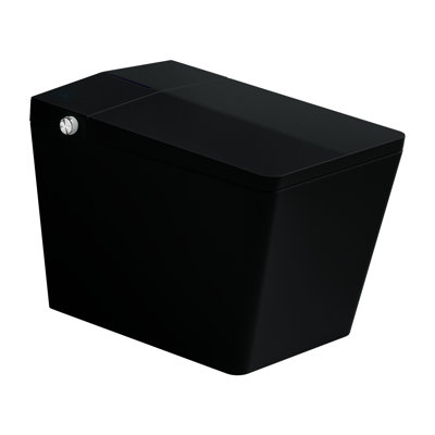 Smart Toilet With Built-In Tank For Bathroom, Auto Flush, Heated Seat, Remote Control, Led Display, Black Square Ornament Bathroom Tank,